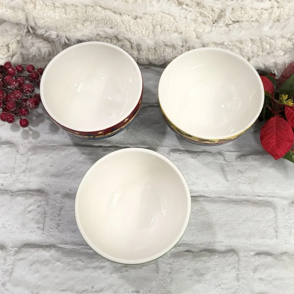 Sango Sweet Shoppe Christmas Snowman Soup Cereal Bowls Set Of 3 By Sue Zipkin